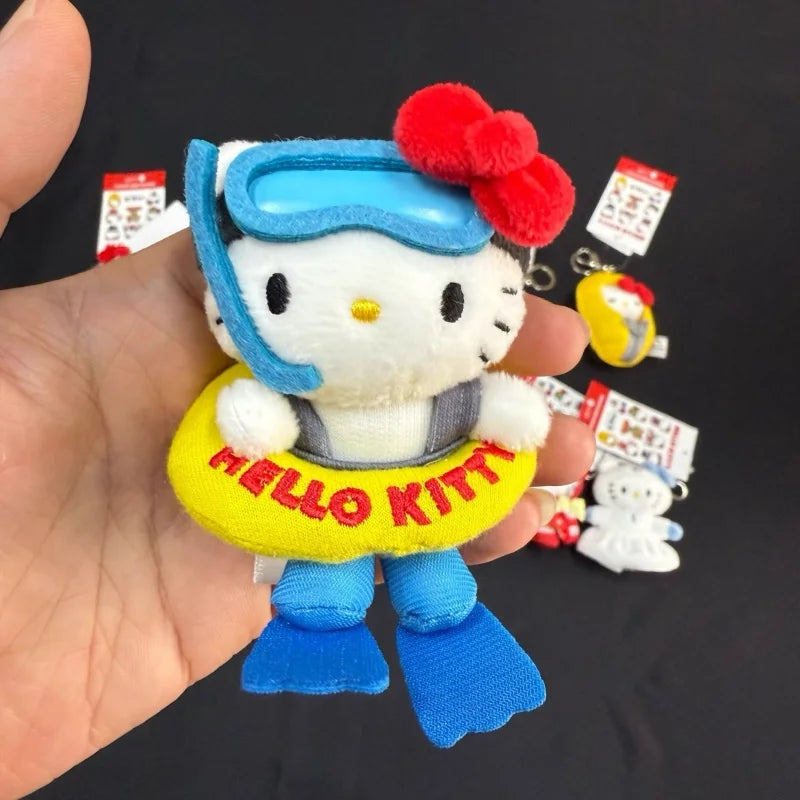 Sanrio Plush Keychain outdoor diving swimring series Cartoon Hello Kitty Plushies Toys Pendant Cute kuromi Doll  Holiday  gift