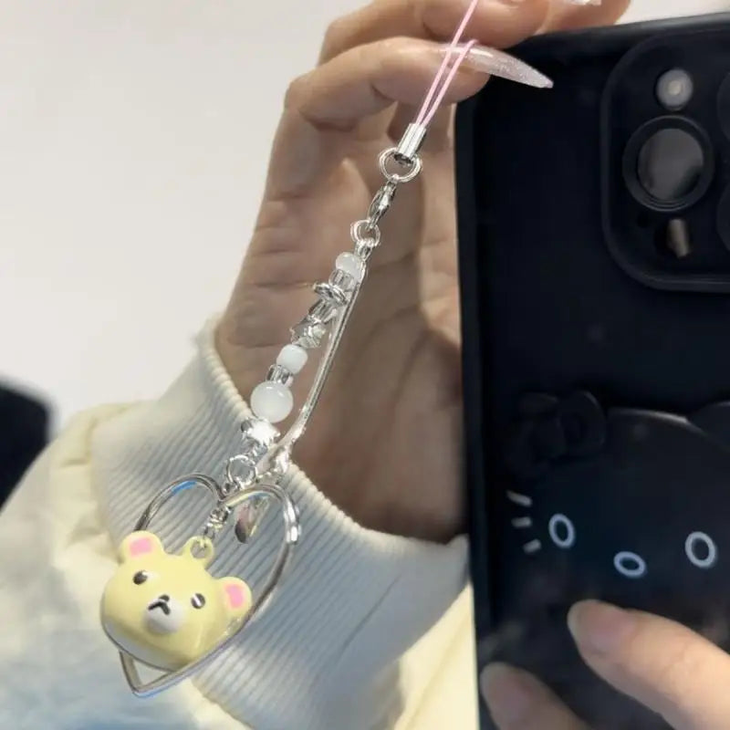 Kawaii Rilakkuma Mobile Phone Chain Cute Cartoon Bead Ccd Camera Pendant Y2K Backpack Decoration Boys and Girls Birthday Gifts