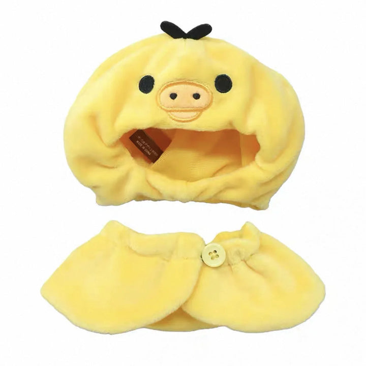 Kawai Self-deprecating Bear Rilakkuma Clothes for 10cm Cotton Doll Cute Cape Headwear Set Doll Accessory Changeable Cloak