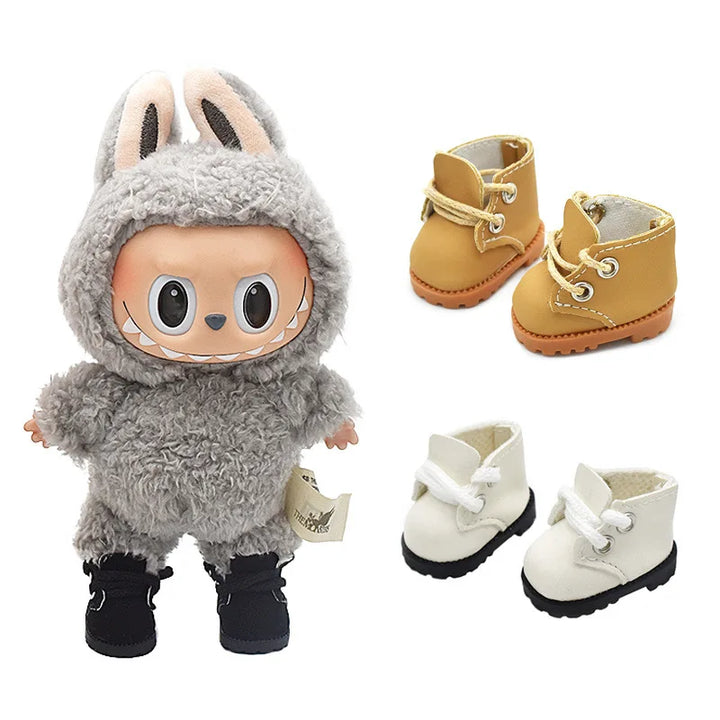 Mini 15cm/17cm Labubu Doll Shoes Martin Boots in Three Colors With First And Second Generation Labubu Plush Dolls