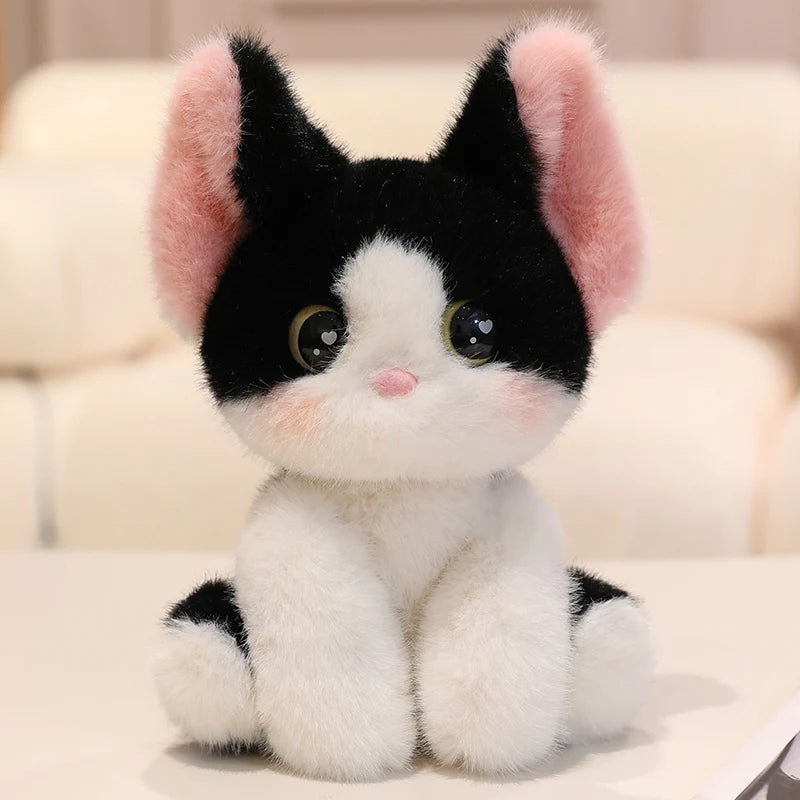 Kawaii Calico Cat Plush Toy Lifelike Animal Devon Cat Soft Doll Office Classroom Desk Decoration Kids Toys Gift Cat Lovers