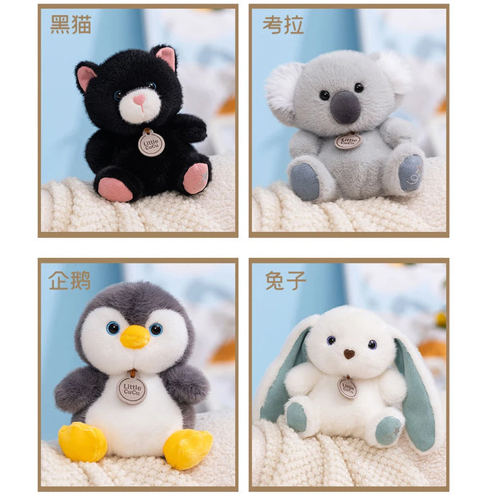 12cm Fluffy Grey Penguin Plush Toy Lifelike Koala Stuffed Animal Long Ear White Rabbit Soft Dolls Cute Panda Plushie Teddy Bear