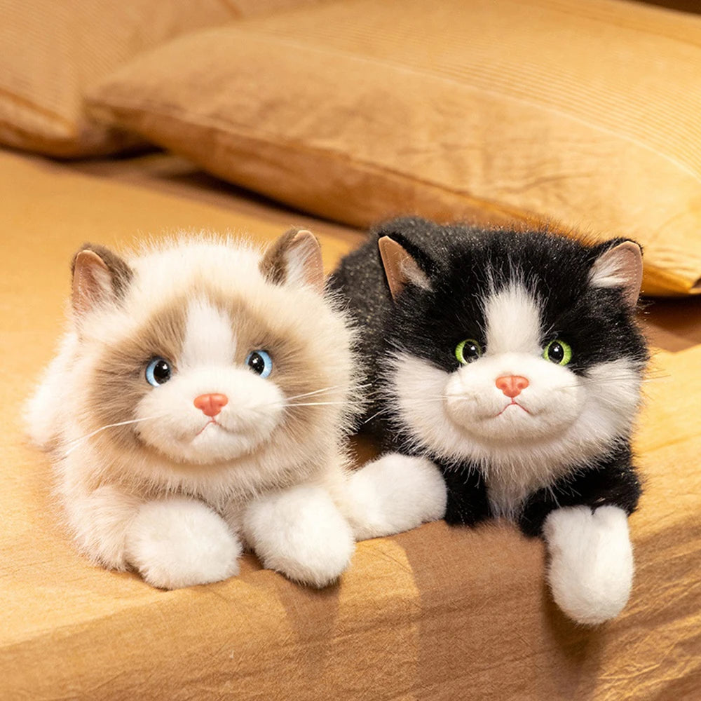 40cm Simulation Black Cat Plush Toys Lying Kitty Cat Stuffed Animal Soft Dolls Cuddle Plushie Gifts Birthday Christmas Presents