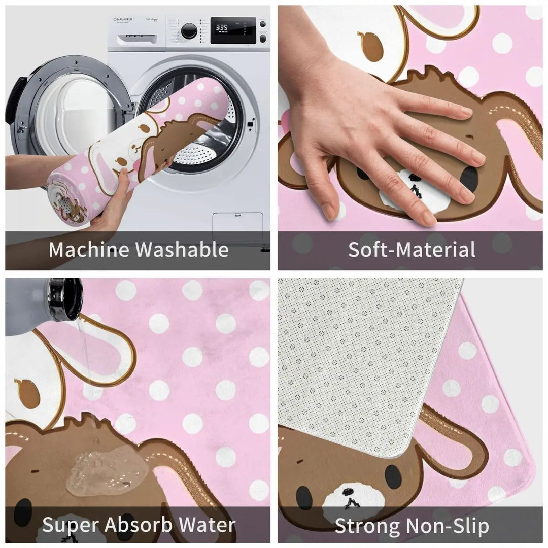 Cute Sugar Rabbit Sugarbunnies Memory Foam Bath Mat Rug Non-Slip Ultra Soft Bathroom Floor Rugs Carpet For Kitchen Shower Bath