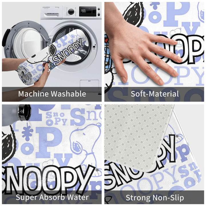 Snoopy in Alphabetic Surround Memory Foam Bath Mat Rug Non-Slip Ultra Soft  Bathroom Floor Rugs Carpet For Kitchen Shower Bath