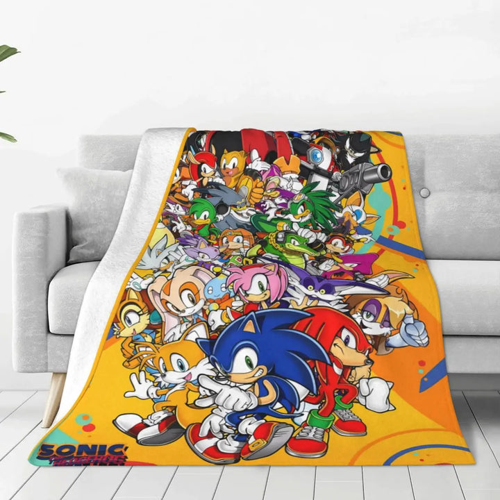 S-Sonic Game Friends Blanket Travel Office Flannel Throw Blanket For Home Decor Soft Warm Customized Quality Bedspread Gift