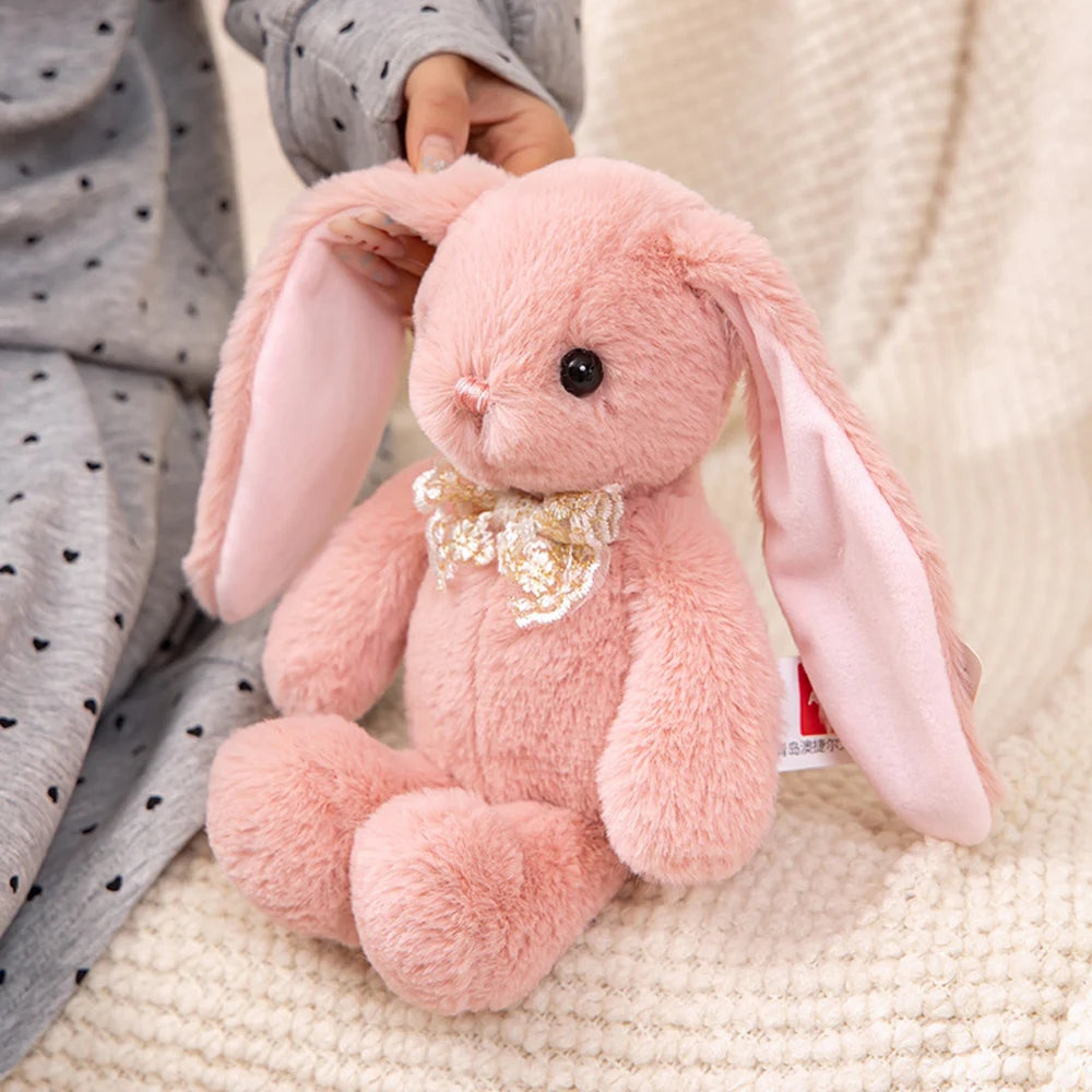 28cm Cute Long Ear Rabbit Plush Toys Pink Soft Comfortable Easter Bunny Dolls Suitable for Room Decor Girl Birthday Gifts