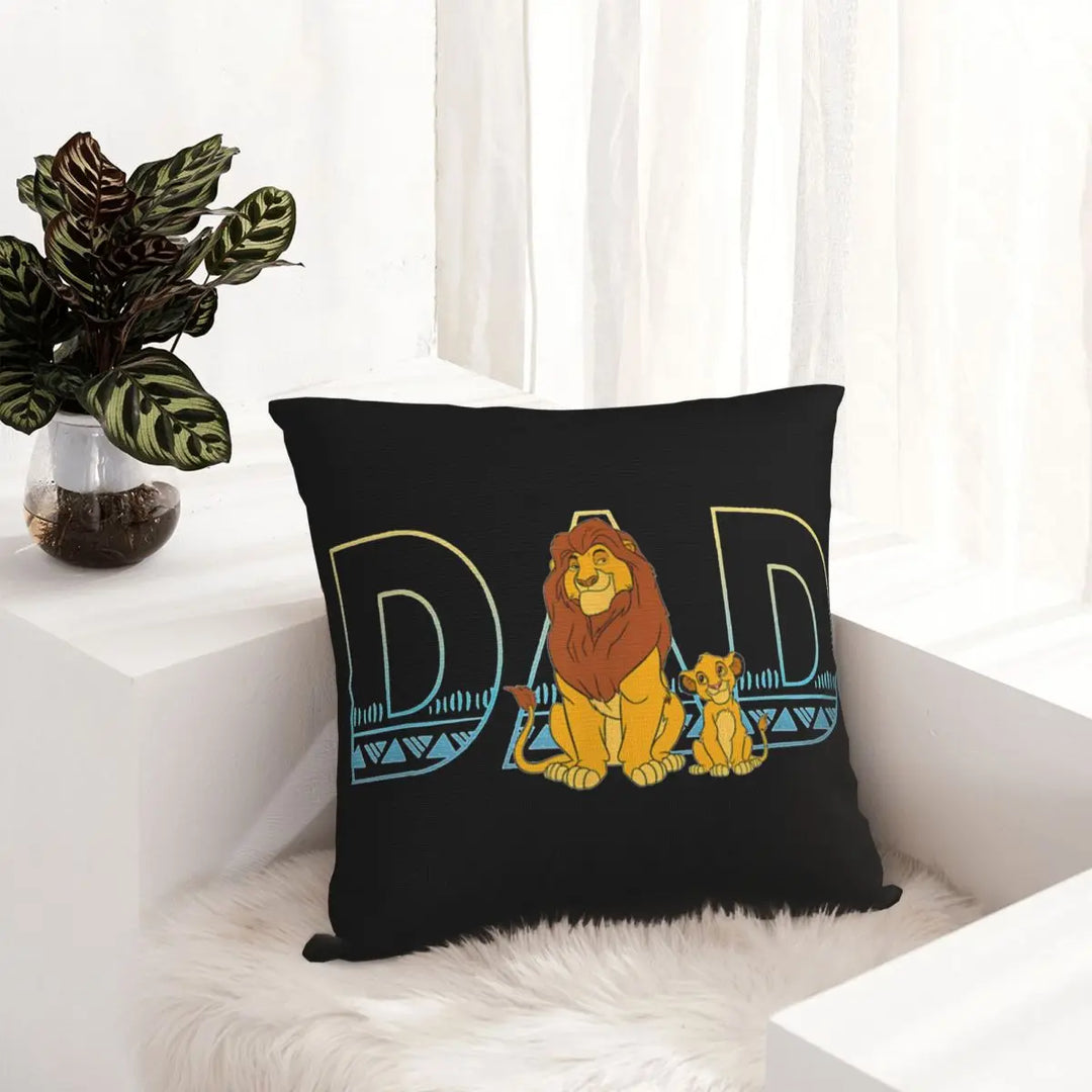 The Lion King Simba Mufasa Dad Pillowcase Polyester Cushion Cover Decorative Pillow Case Cover Home Square 45X45cm