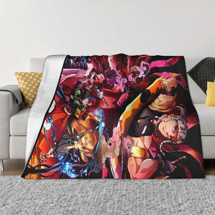 Demon Slayer Japanese Anime Blankets Coral Fleece Plush All Season Portable Soft Throw Blanket for Home Travel Bedding Throws