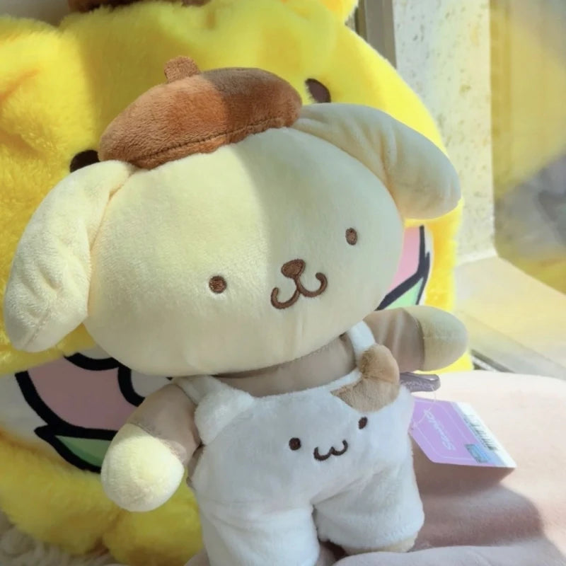 25cm Cartoon Pompompurin best Friends Overalls Series Plush Doll Pudding Dog cute Soft Stuff Doll Toy Room Decor  Birthday Gifts
