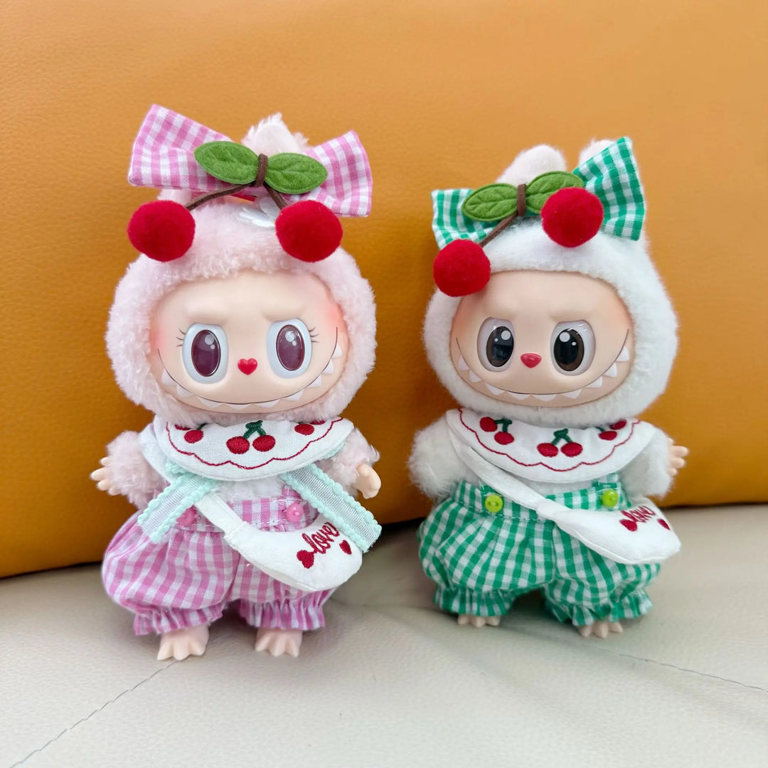 Labubu Doll Clothes Cherry-Themed Hair Accessory & Rainboots Set 15/17cm Plush Doll'S Clothes Labubu I II III Doll Accessories