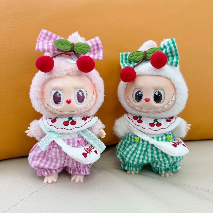 Labubu Doll Clothes Cherry-Themed Hair Accessory & Rainboots Set 15/17cm Plush Doll'S Clothes Labubu I II III Doll Accessories