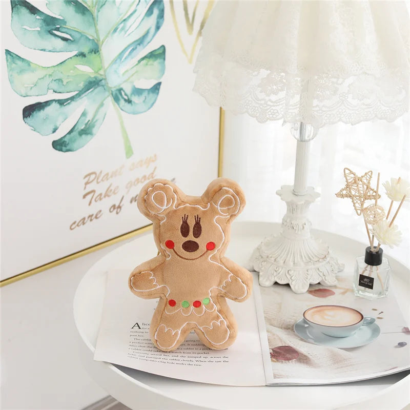 Gingerbread Man Mickey Minnie Plush Toy Bag Pendant Stuffed Anime Disney Biscuit Plushies Cuddly Cookie Doll Home Decor Kid Gift