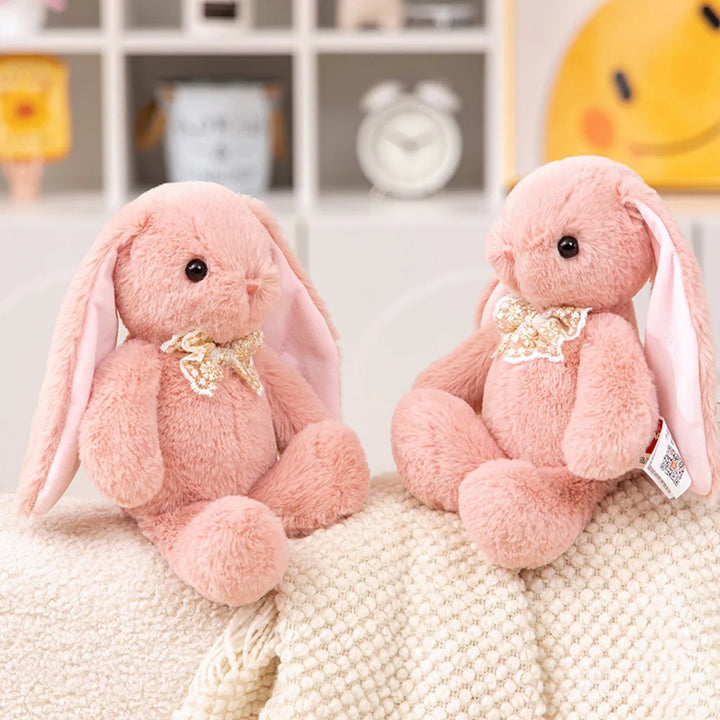 28cm Cute Long Ear Rabbit Plush Toys Pink Soft Comfortable Easter Bunny Dolls Suitable for Room Decor Girl Birthday Gifts