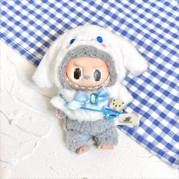15cm kawaii Sanrio Plush Doll'S Clothes Cape Skirt Suit Cloak Set Accessories for labubu Outfit Clothing Kuromi Hat Accessory