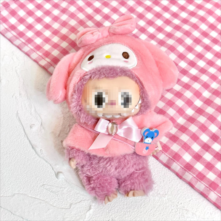 15cm kawaii Sanrio Plush Doll'S Clothes Cape Skirt Suit Cloak Set Accessories for labubu Outfit Clothing Kuromi Hat Accessory