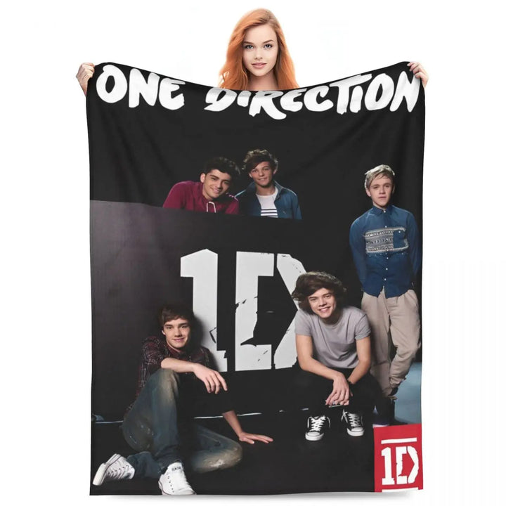 One-Direction Rock 1D Combinatio Blanket Velvet Spring Autumn Breathable Lightweight Throw Blanket for Bed Travel Bedspreads