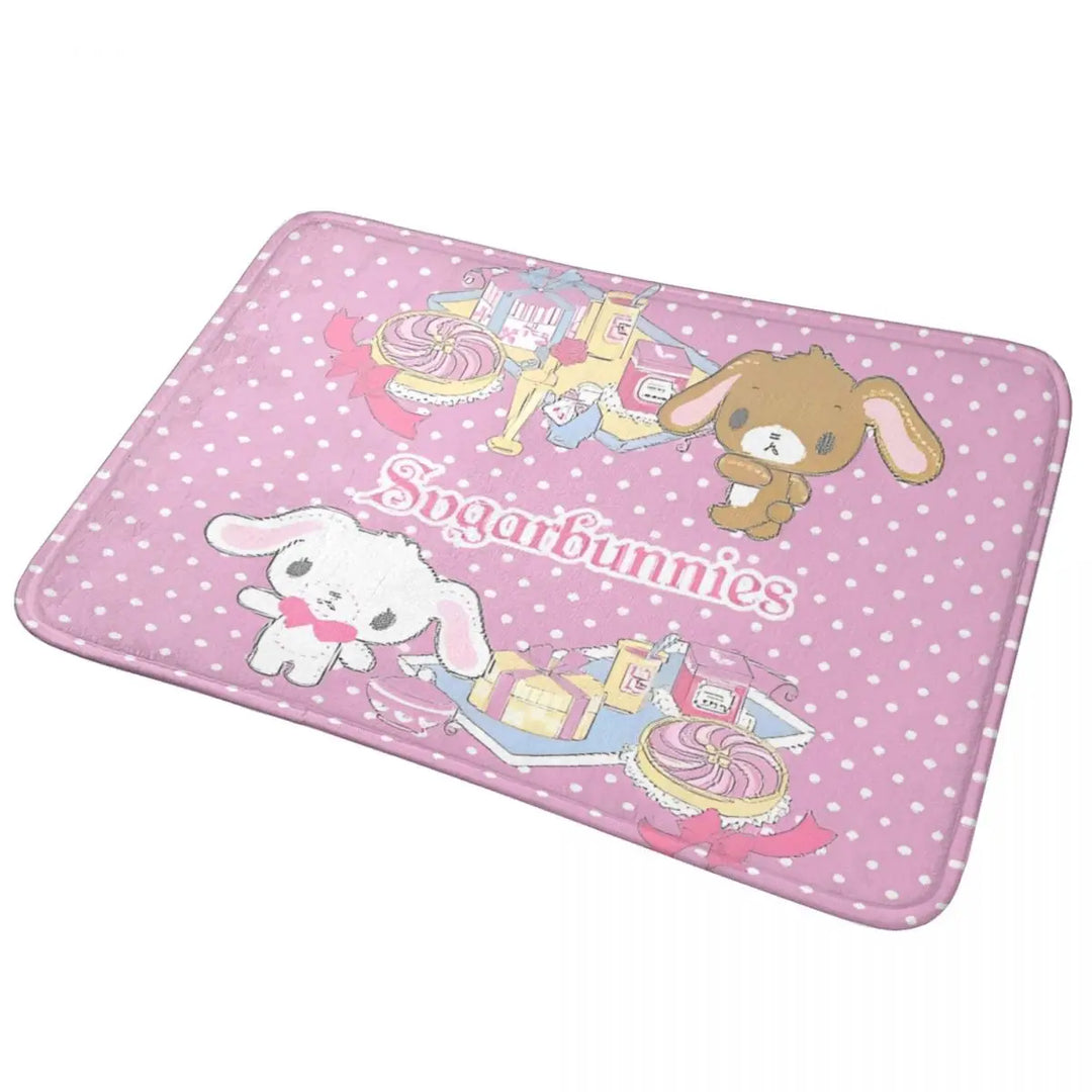 Cute Sugarbunnies Memory Foam Bathroom Rugs Ultra Soft Non-Slip Sugar Rabbit Carpet Bath Mat Water Absorbent for Shower