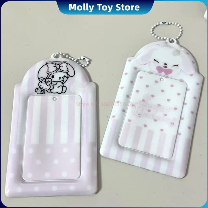 Kawaii Sanrio Sugarbunnies Id Card Holder Keychains New Anime Passport Cover Key Ring School Bus Bank Cards Bags Pendants Gifts