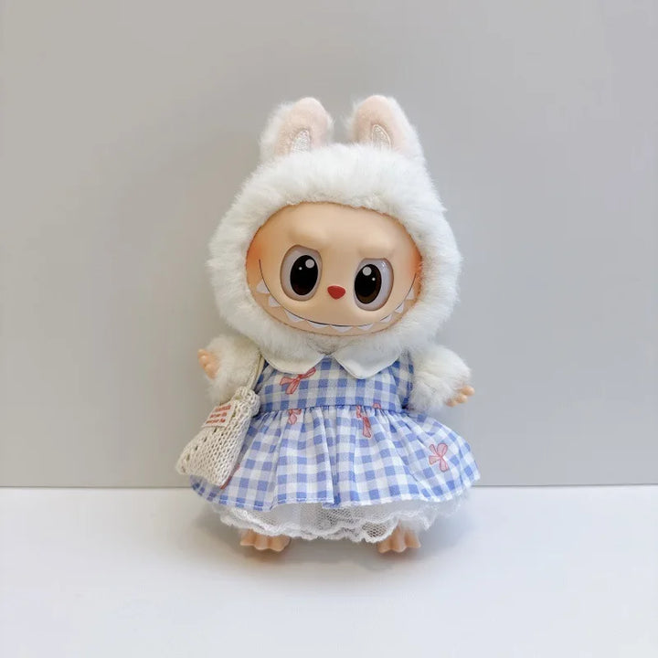17cm Labubu Outfits 1-3 Gen Fit Cute Casual Labubu Clothes Party Dresses Doll Plush Costume for Halloween Decor