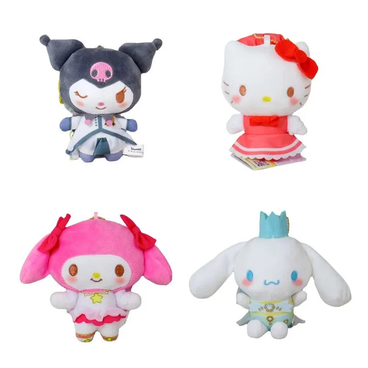kawaii Sanrio Plush Toys Pendant Kuromi Cinnamoroll Cardcaptor Sakura series bow Kitty cat MY melody plush keychain bag charm