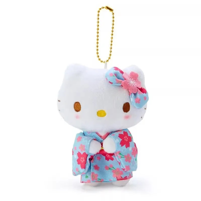 Sanrio Hello Kitty Plush Toys Kawaii Sakura Kimono Keychain Backpack Pendant Accessories Girl Student Birthday Creative Gift
