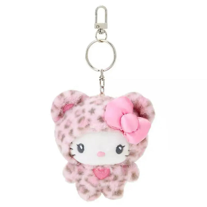 Sanrio Leopard Print Bear Series Hello Kitty Keychain Pendant Cartoon Kitty Cat Plush Doll Pendant Keychain Bag Decorations Gift