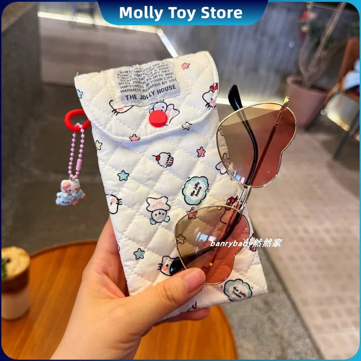 Hello Kitty Glasses Storage Bag Cartoon Inner Lining With Cotton Bag Portable Sunglasses Wrap Dopamine Sunglasses Package