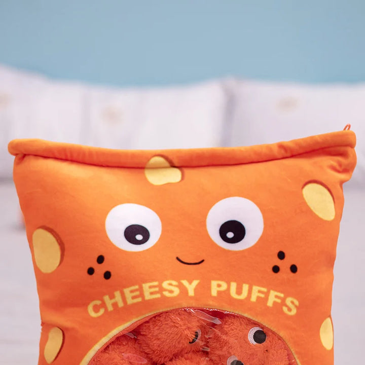 Cute Puff Plush Toy 6 Pieces One Bag of Cheese Puff Balls Pillow Stuffed Snack Puffs Kids Toys Birthday Gift for Boy Girl