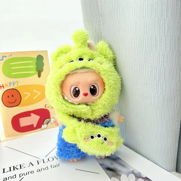 15cm/17cm Labubu Doll Clothes LABUBU Sitting Party 1st 2nd and 3rd Generation Outfit Cloud Fleece Totoro Set Gift for Labubu Fan