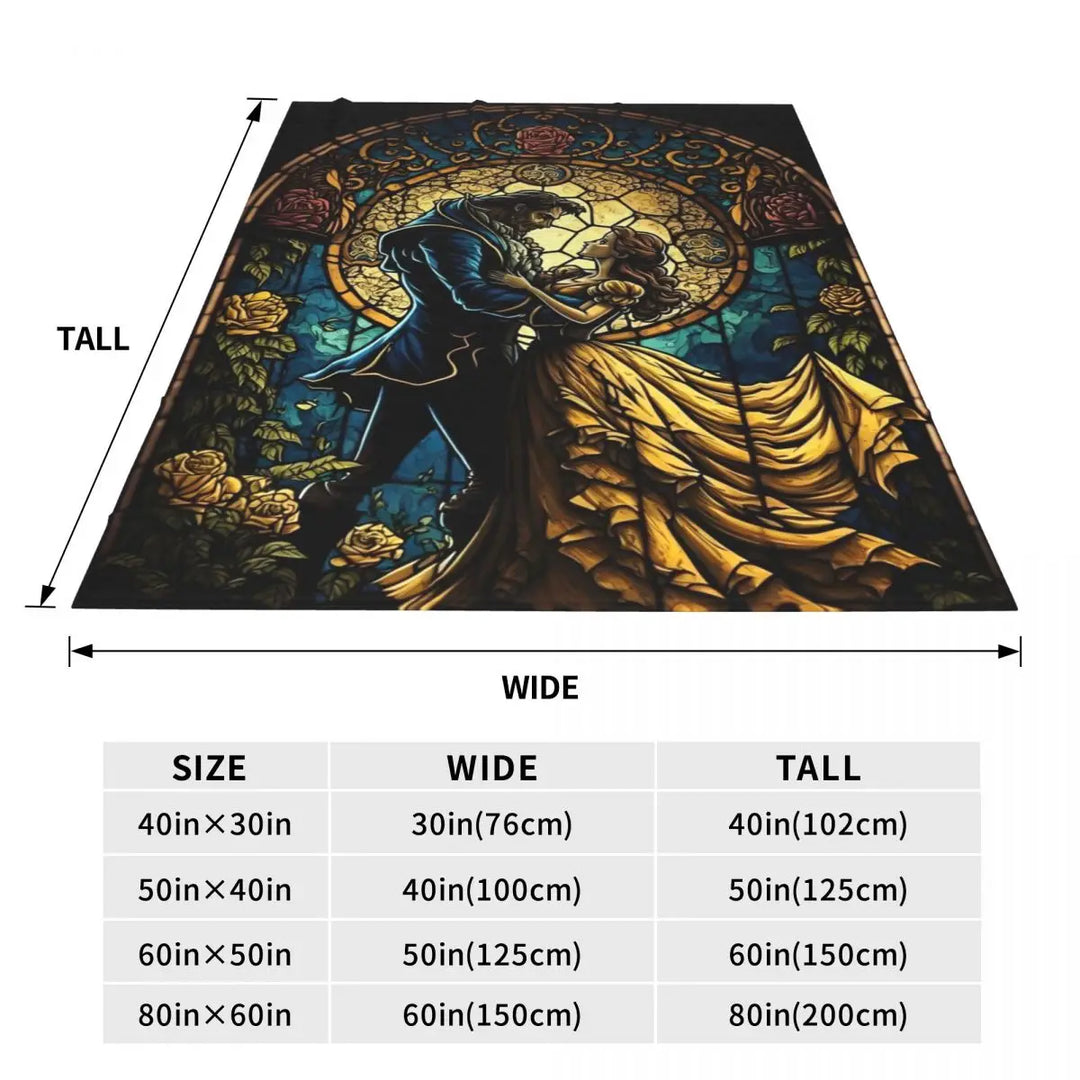 Beauty And The Beast Fleece Blankets Cartoon Romantic Fantasy Novelty Throw Blanket for Home 125*100cm Bedspread