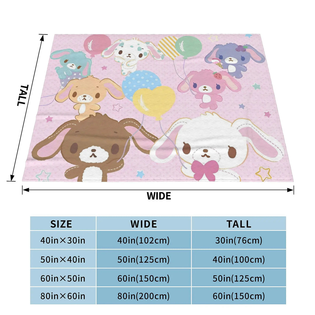 Cute  Sugar Rabbit Blanket Sanrio Sugarbunnies Flannel Funny Warm Throw Blanket for Bedding Lounge Decoration