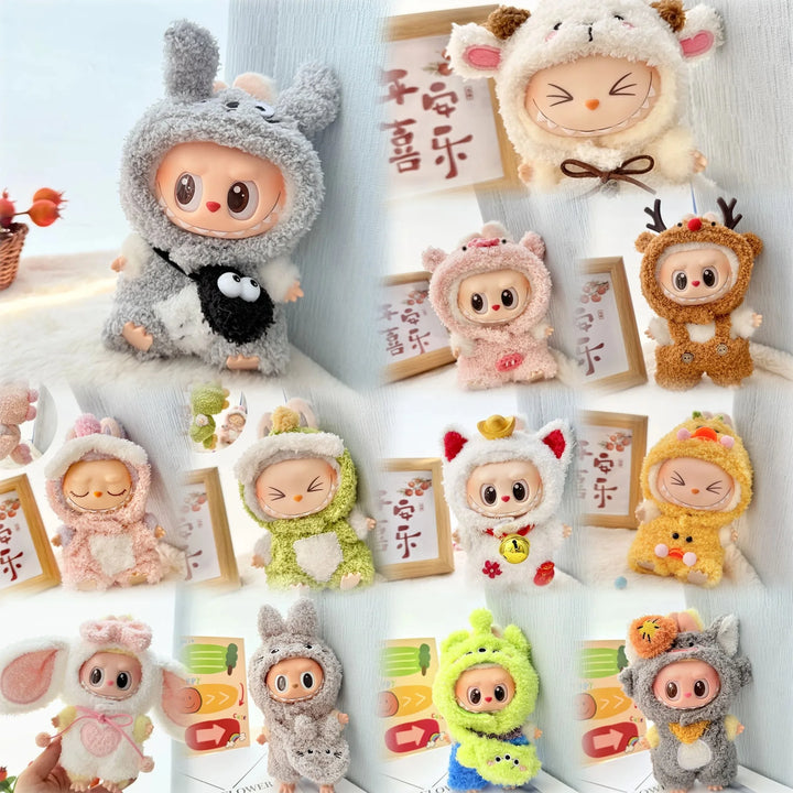 15cm/17cm Labubu Doll Clothes LABUBU Sitting Party 1st 2nd and 3rd Generation Outfit Cloud Fleece Totoro Set Gift for Labubu Fan
