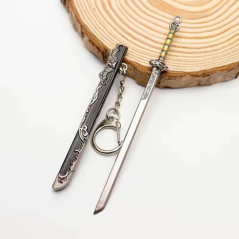 Mini Sword With Sheath China Ancient Sword Zinc Alloy Tang Hengdao Han Sword Weapon Model Keychain Pendant Cosplay Accessories