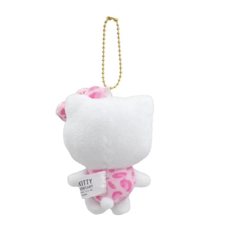Sanrio Hello Kitty Japanese Cute Cartoon Leopard Pattern Plush Toys Kawaii Keychain Girl Heart Gift Backpack Pendant Accessories