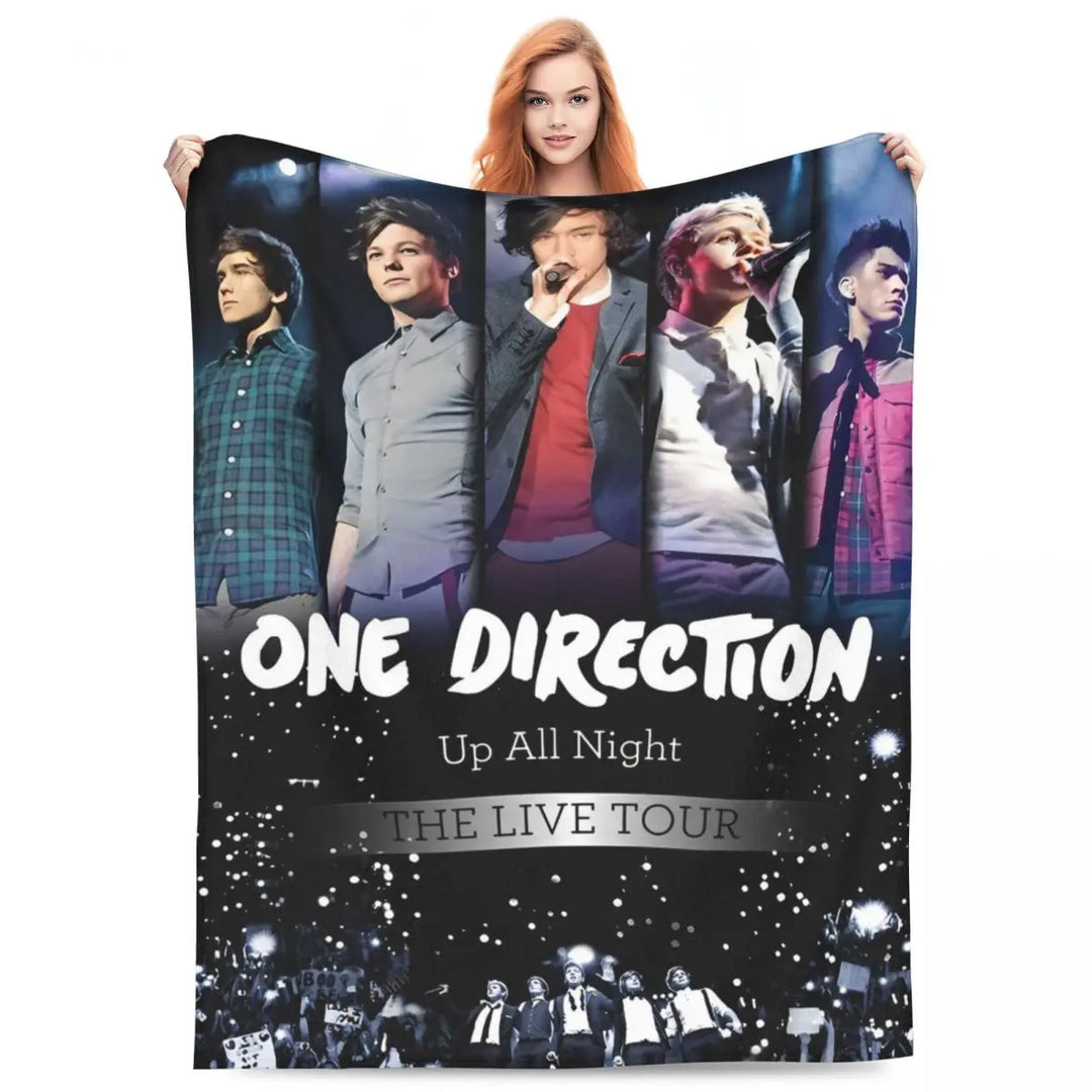 One-Direction Rock 1D Combinatio Blanket Velvet Spring Autumn Breathable Lightweight Throw Blanket for Bed Travel Bedspreads