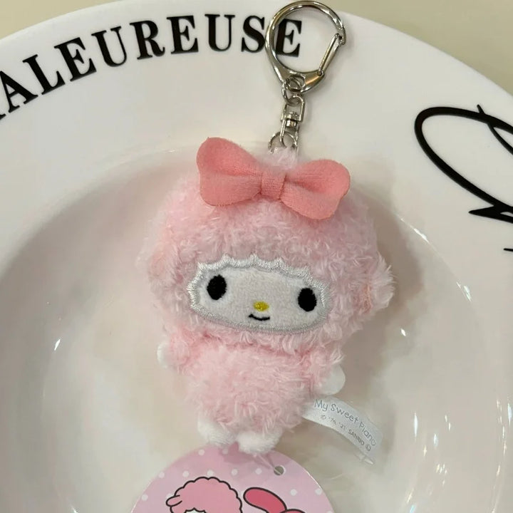 8CM Sanrios My Sweet Piano Plush Keychain my melody Backpack Pendant  Kawaii mini Piano Sheep Bag Pendant  Decoration Girl Gift