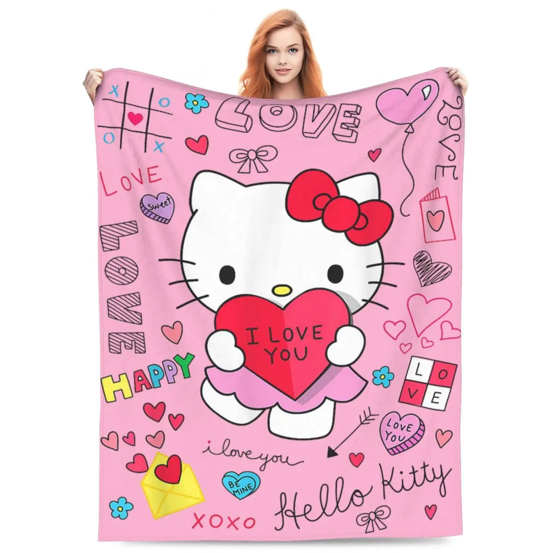 Hello Kitty Zodiac Aquarius Fuzzy Blankets Customized Throw Blanket for Home Hotel Sofa 200x150cm Bedspreads