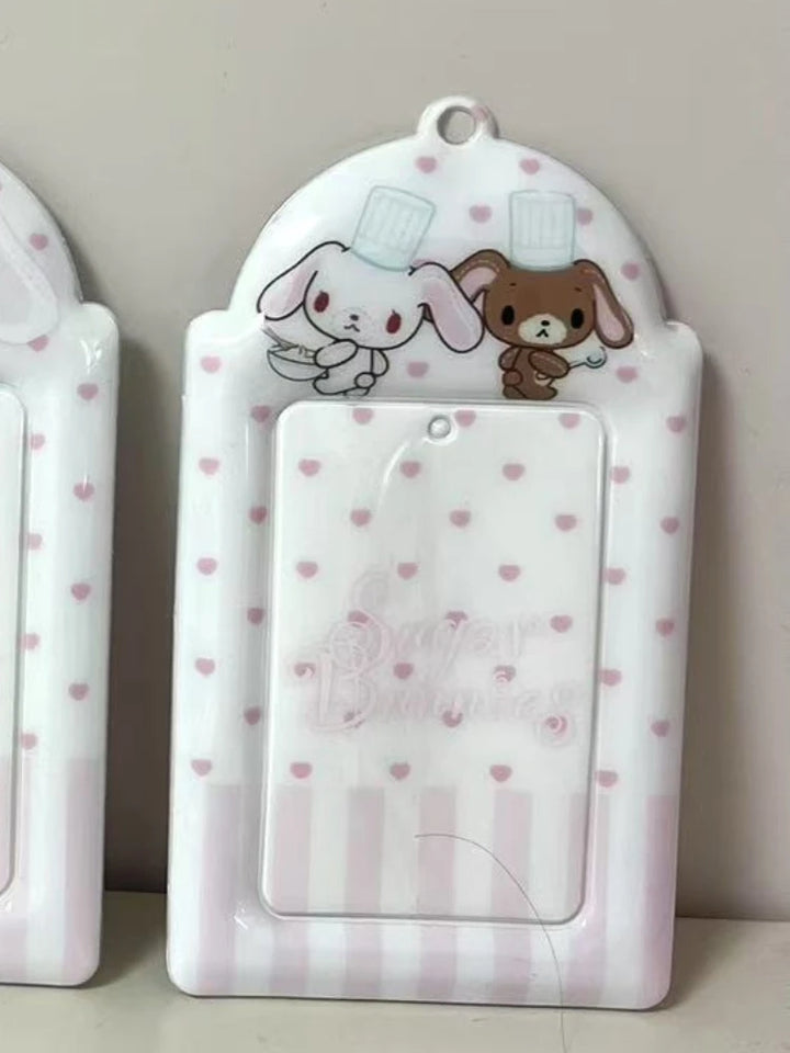 Kawaii Sanrio Sugarbunnies Id Card Holder Keychains New Anime Passport Cover Key Ring School Bus Bank Cards Bags Pendants Gifts