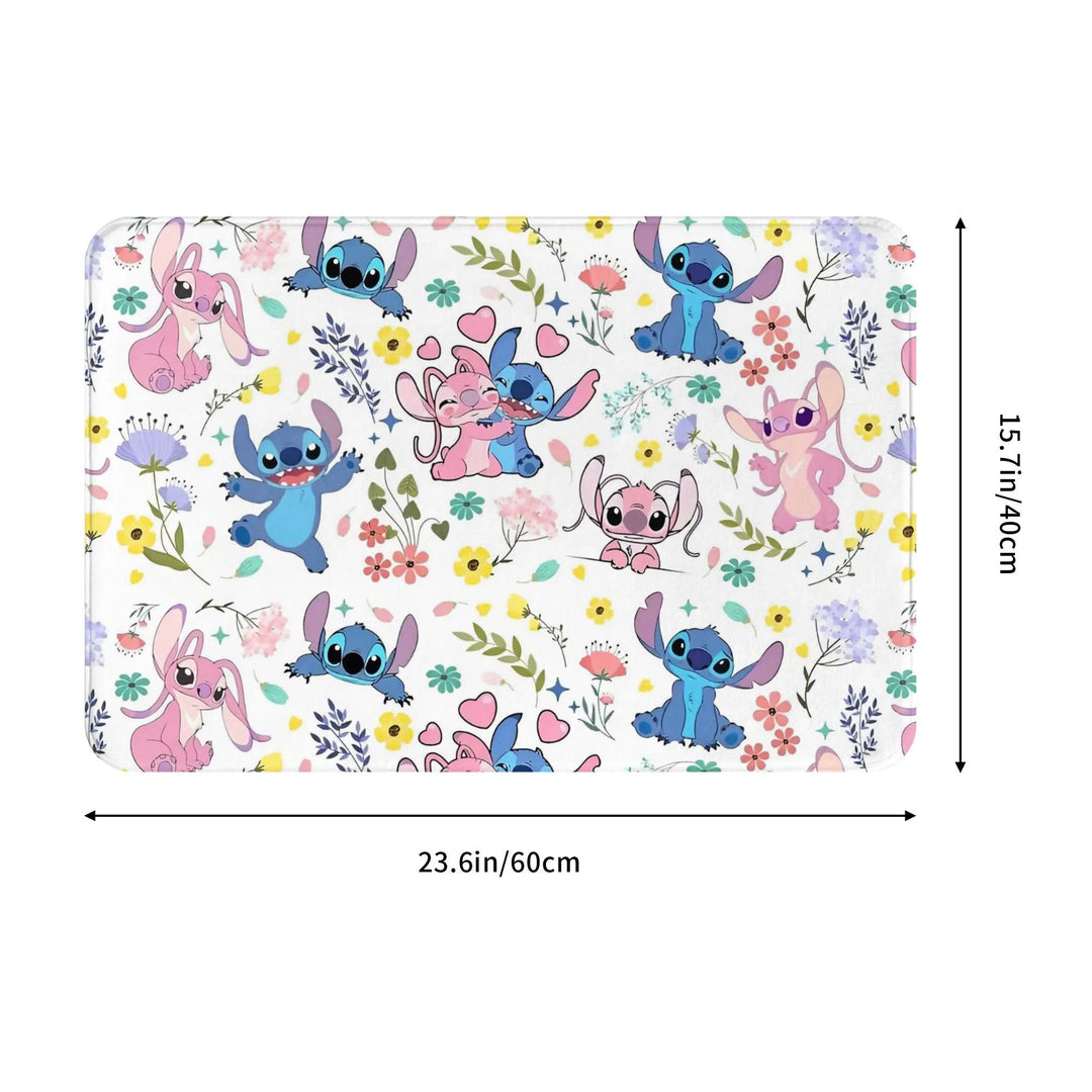 Cartoon Stitch and Angel Bathroom Rugs Mat Extra Soft and Absorbent  Bath Rugs Mats Carpet Non-Slip for Shower Tub