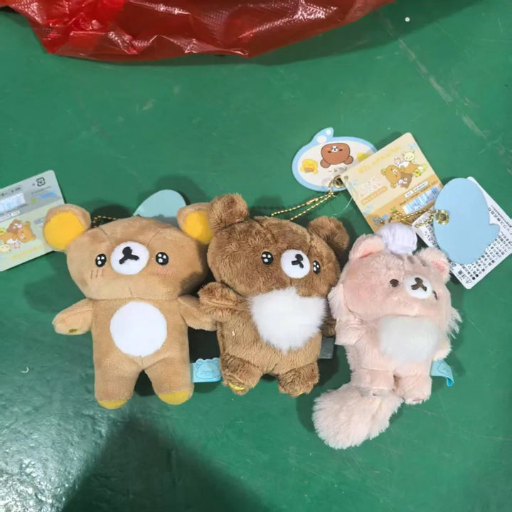 Kawaii Rilakkuma Bear Series Doll Plush Toy  Starry-Eyed Bear Brother & Chef Hat Bear Sister Standing Plush Toy Keychain  Gift