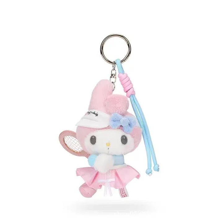 New Sanrio Tennis School uniform series My Melody Cinnamoroll Hello kitty Kuromi Plush Keychain Kawaii Anime Stuffed Bag Pendant