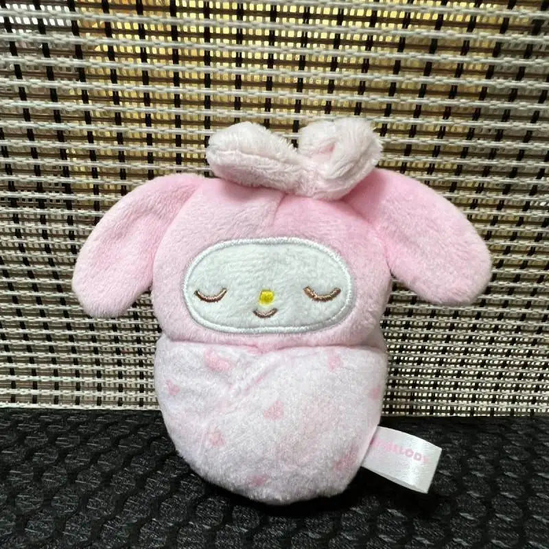 Sanrio Kawaii My Melody Cinnamoroll Japanese Cartoon Hangyodon Baby Sleeping Bag Fish Plush Toys Backpack Pendant Keychain Gift