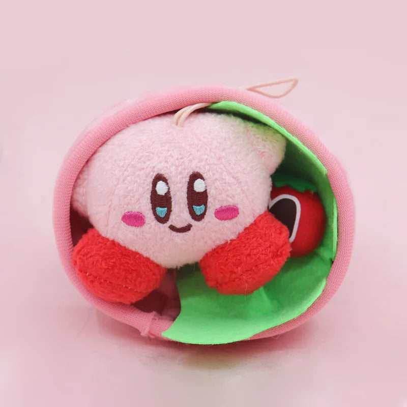 Anime Star Kirby Costume Plush Doll Keychain Bento Hamburger Series Stretchable Doll Kawaii Backpack Hang Pendant  Birthday Gift