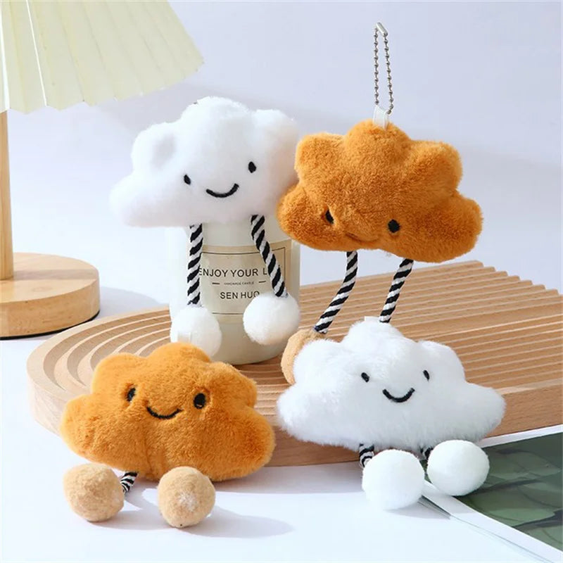 1Pcs Cute Plush White Cloud Stuffed Doll Toy Pendant Keychain Backpack Hangings Charms Car Keyring Decoration Gifts
