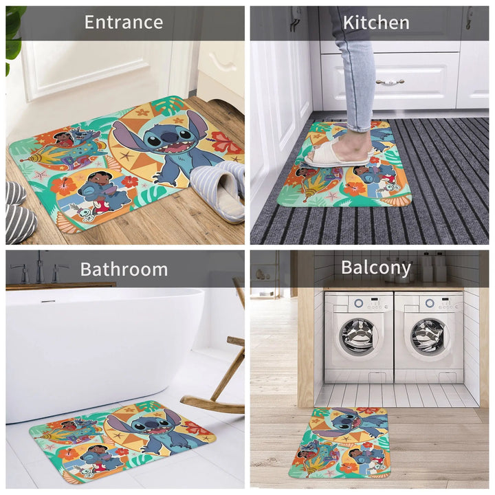 Stitch Cartoon Memory Foam Bath Mat Rug Non-Slip Water Absorption Lilo Cute Bathroom Floor Rugs Carpet For Kitchen Shower Bath
