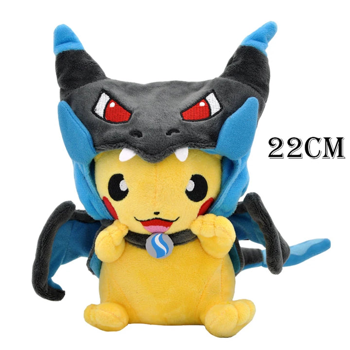 Cos Eevee Pikachu Cosplay Plush Toys Pikachu Peluche Mimikyu Lucario Charizard Garchomp Stuffed Animal Doll Collectible Gift
