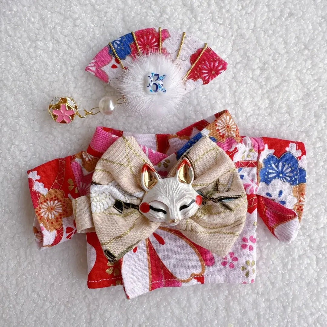 15/17cm Labubu 1st/2nd/3rd Generation Dolls Outfit Sitting Party Labubu Belt & Kimono Plush Doll'S Clothes Accessories