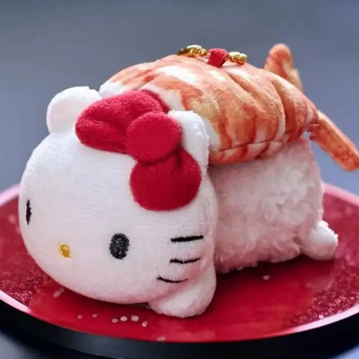 Kawaii Sanrio Hello Kitty Sushi Salmon Plush Toys Backpack Keychain Cartoon Anime Peripheral Doll Friends Birthday Creative Gift