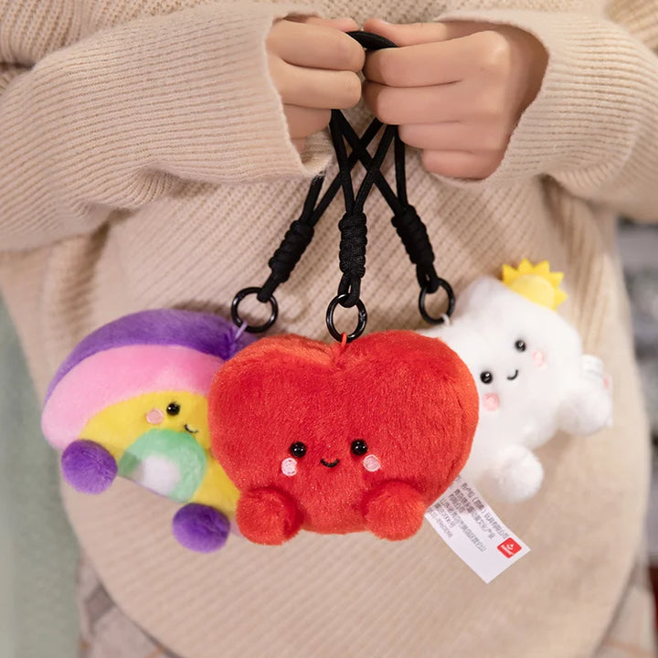 Cute Sun Cloud Plushies Toy Pillow Kawaii Stuffed Fluffy Rainbow Cushion Keychain Home Bag Decor Small Pendant Kids Toy